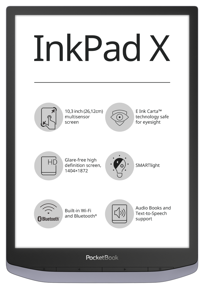 Размер экрана PocketBook InkPad X